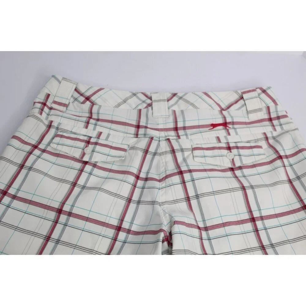 SLAZENGER Plaid Golf‎ Shorts Women's 6 White Pink Athletic Stretchy Pickleball